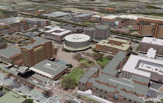 Google Earth 3D view of NCSU campus