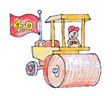Steam roller with a a 4.0 flag
